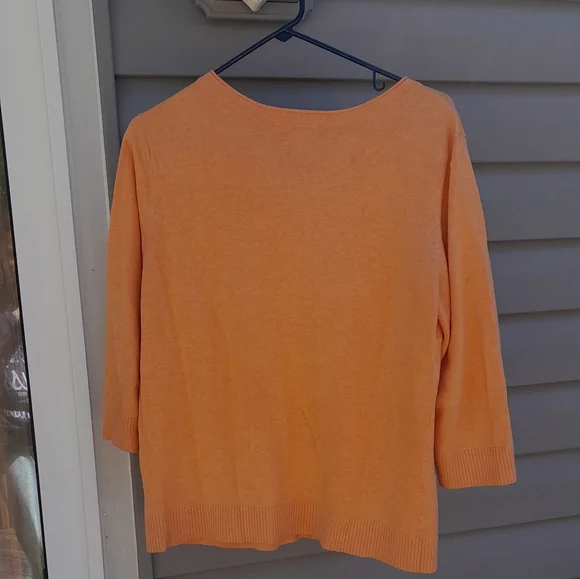 Christopher & Banks Orange Button Front Cardigan Sweater | 3/4 Sleeve - Picture 3 of 3